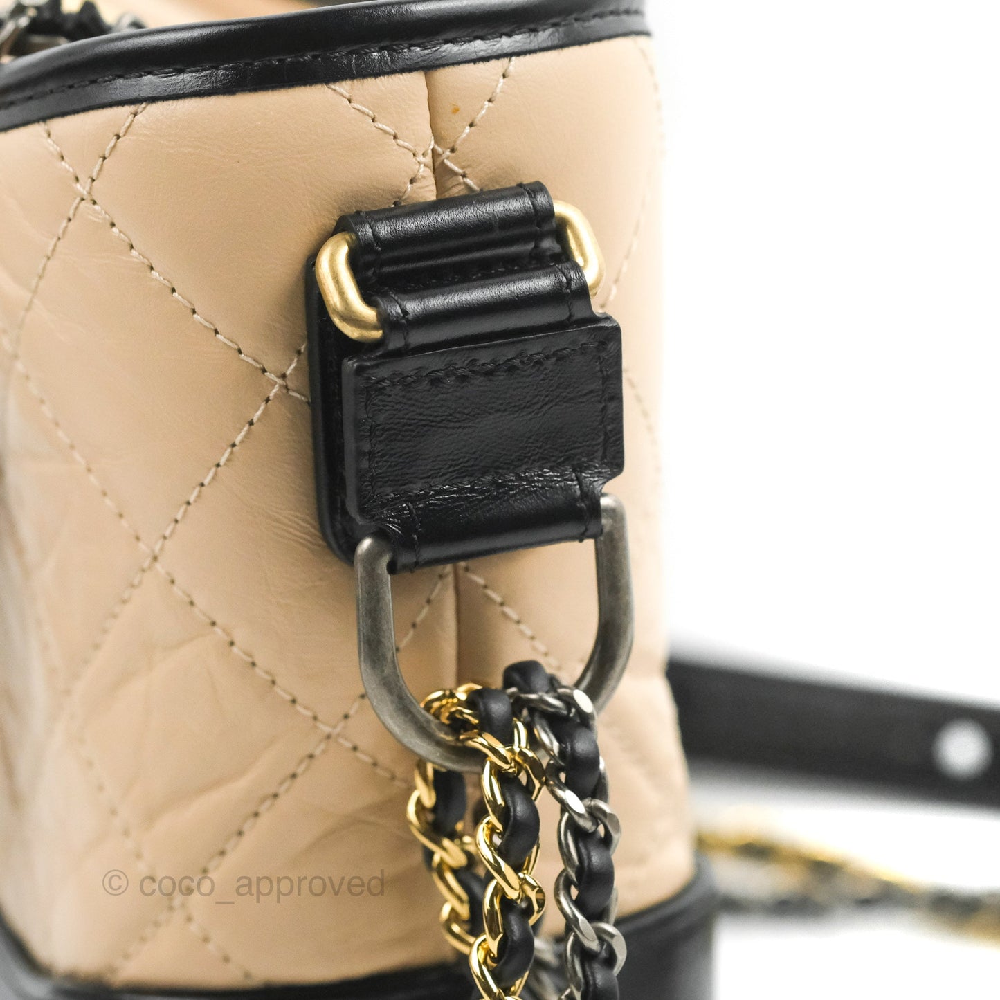 Chanel New Medium Gabrielle Hobo Beige/Black Aged Calfskin