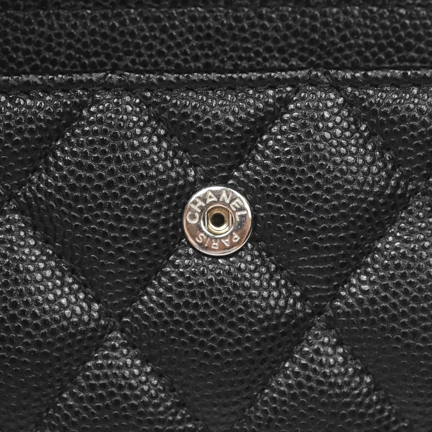 Chanel Quilted Boy Flap Card Holder Black Caviar Ruthenium Hardware
