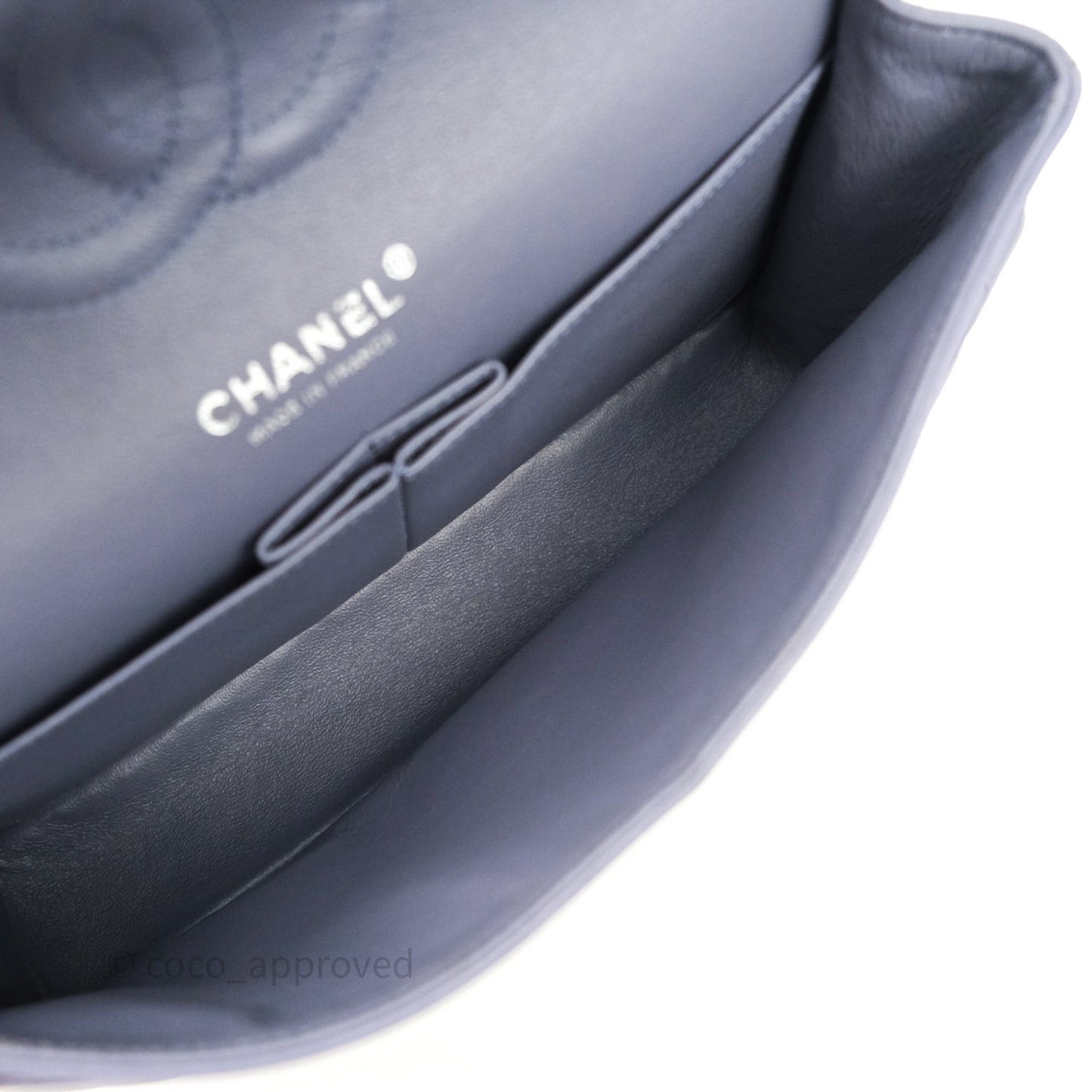 Chanel Classic M/L Medium Double Flap Lavender Blue Silver Hardware