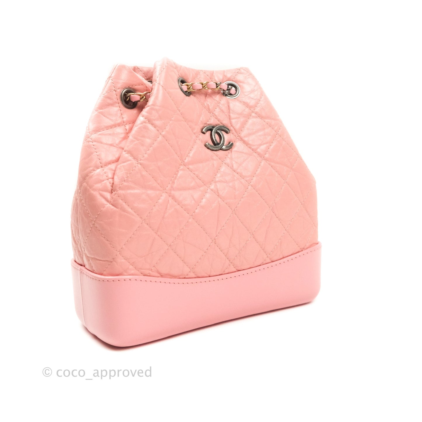 Chanel Gabrielle Backpack Pink Aged Calfskin Small Black
