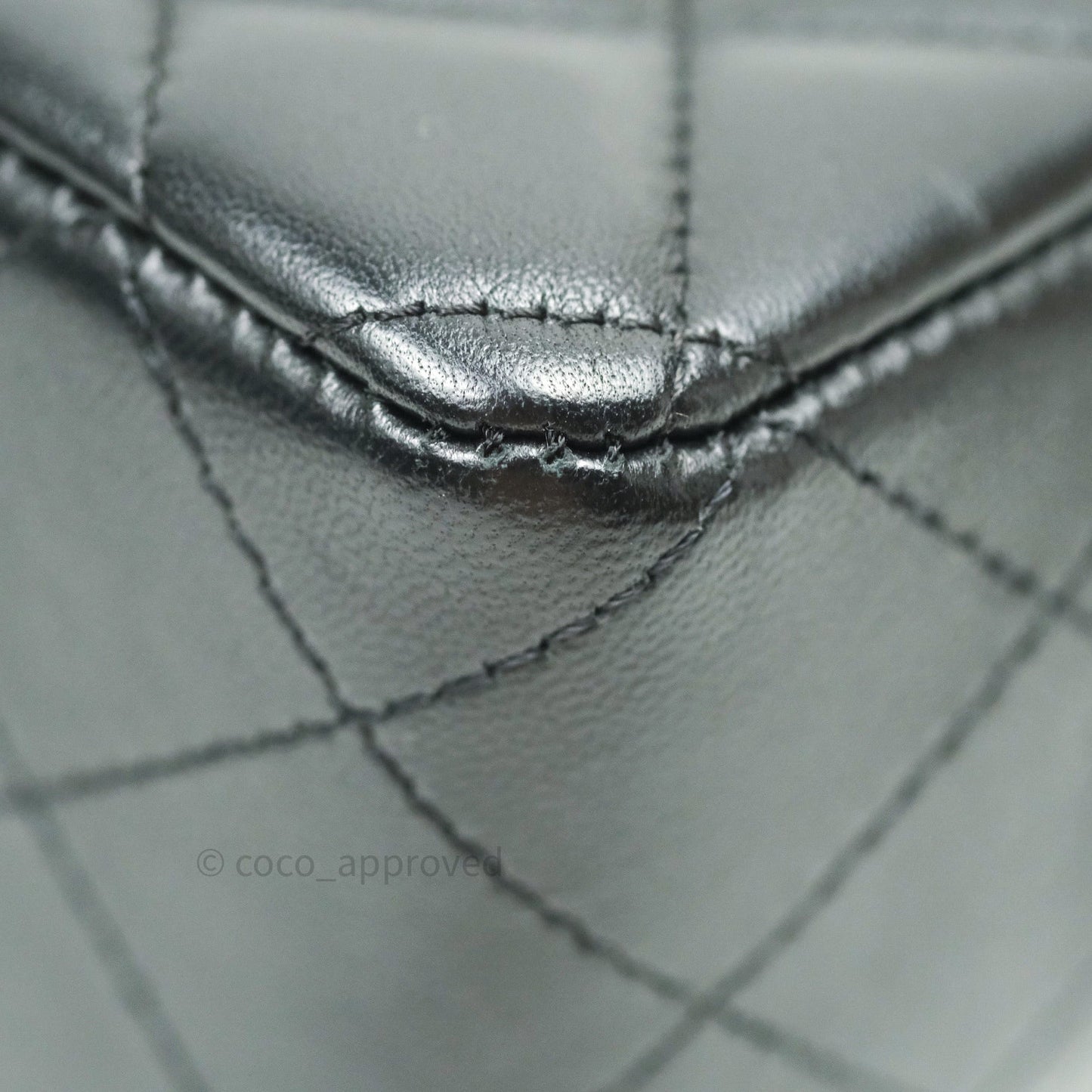 Chanel Quilted Mini Rectangular Black Lambskin Silver Hardware
