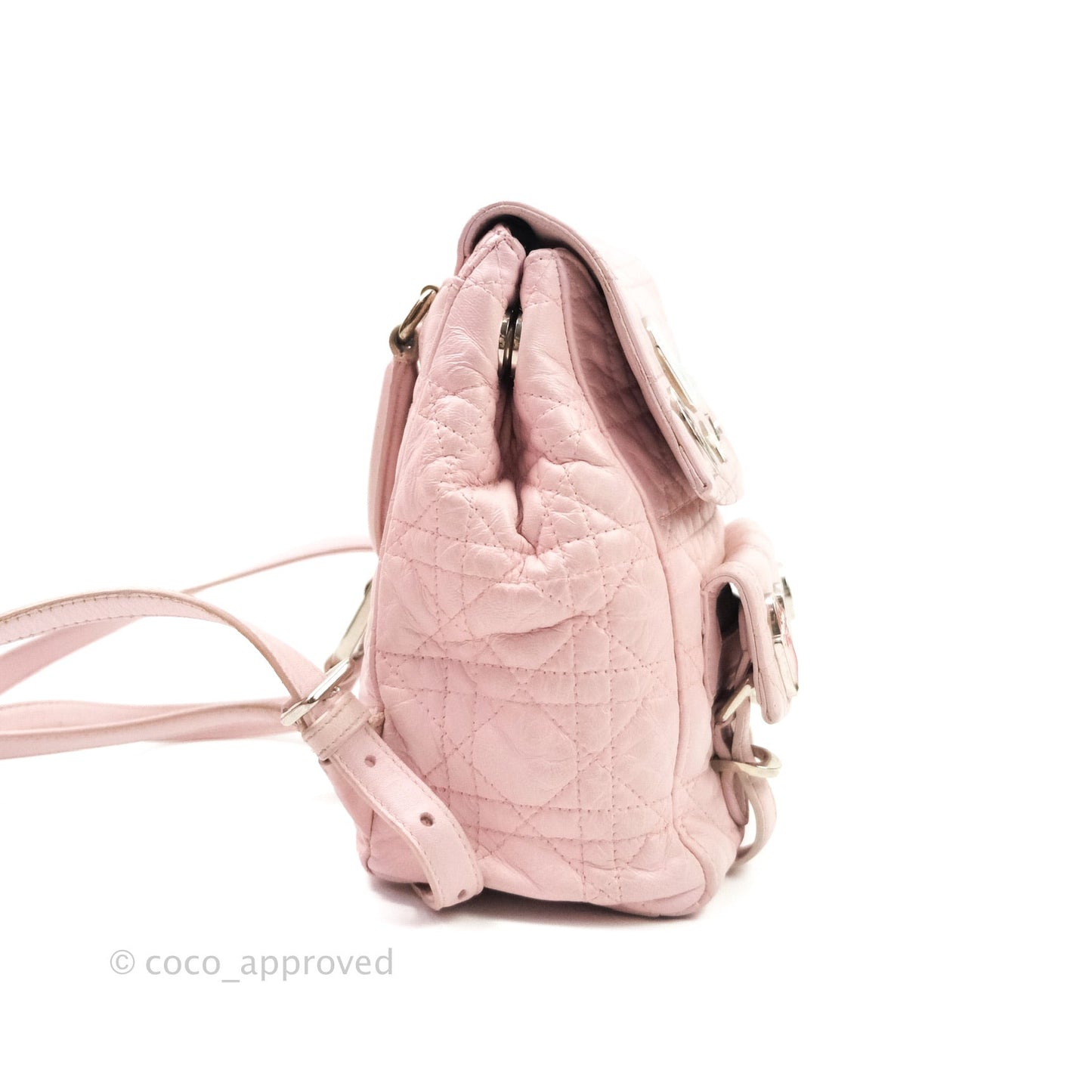 Christian Dior Lambskin Cannage Small Lucky Badge Stardust Backpack Soft Pink