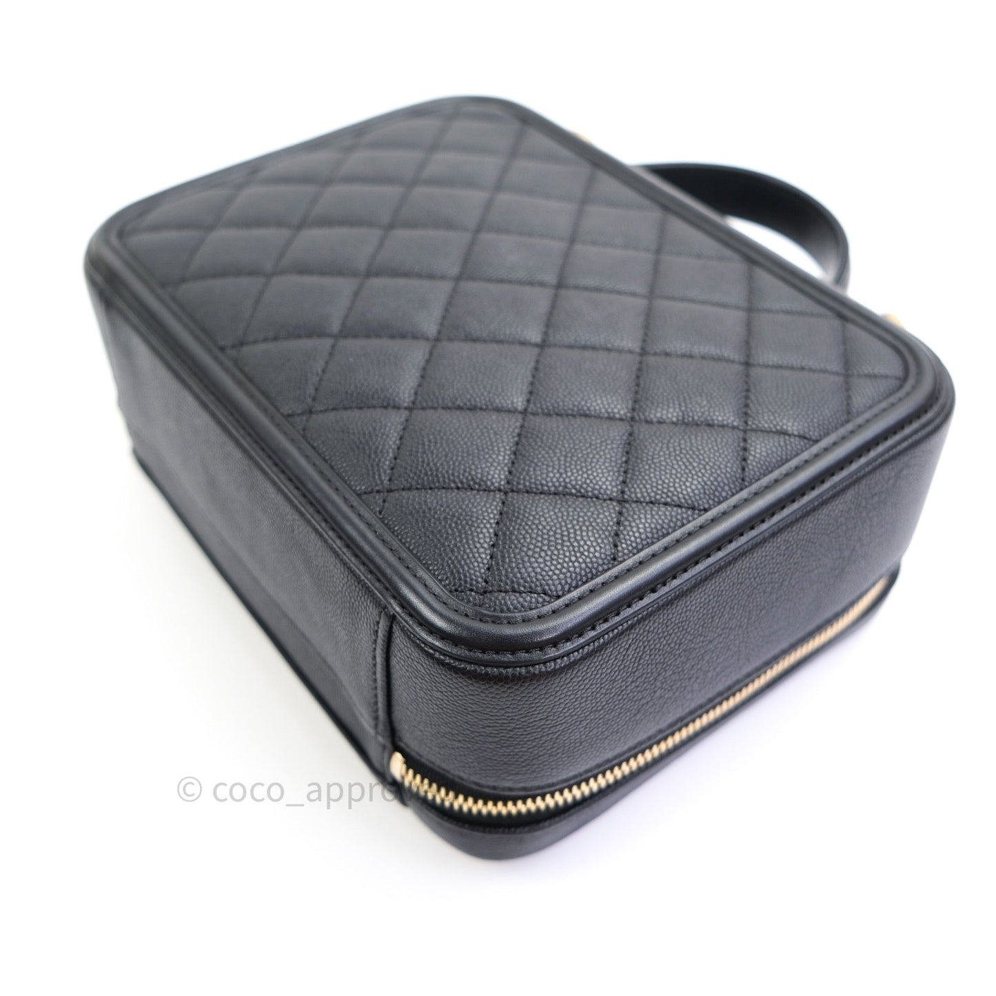 Chanel Quilted Medium CC Filigree Vanity Case Black Caviar Gold Hardware