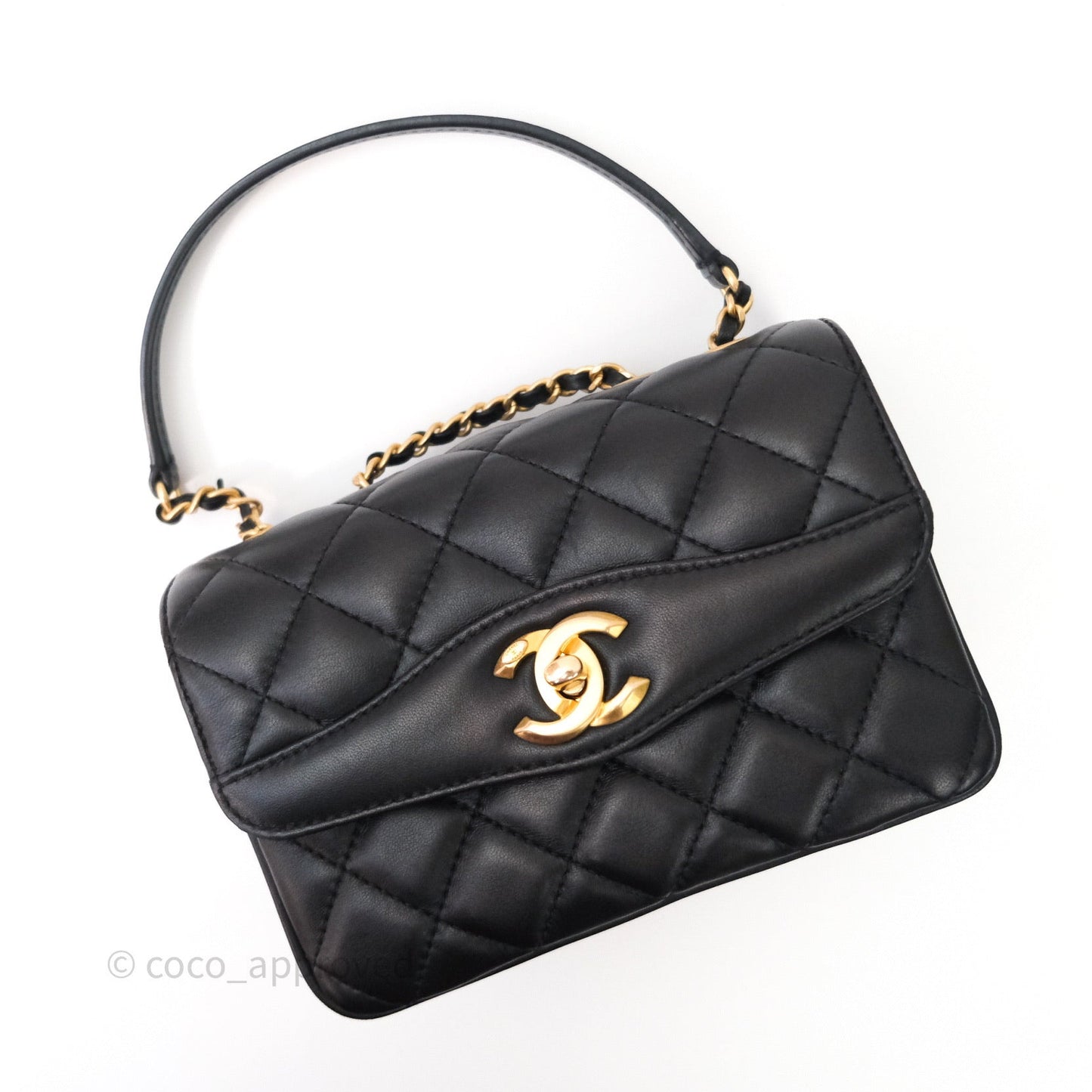 Chanel Coco Vintage Flap Small Bag Black Lambskin Gold Hardware
