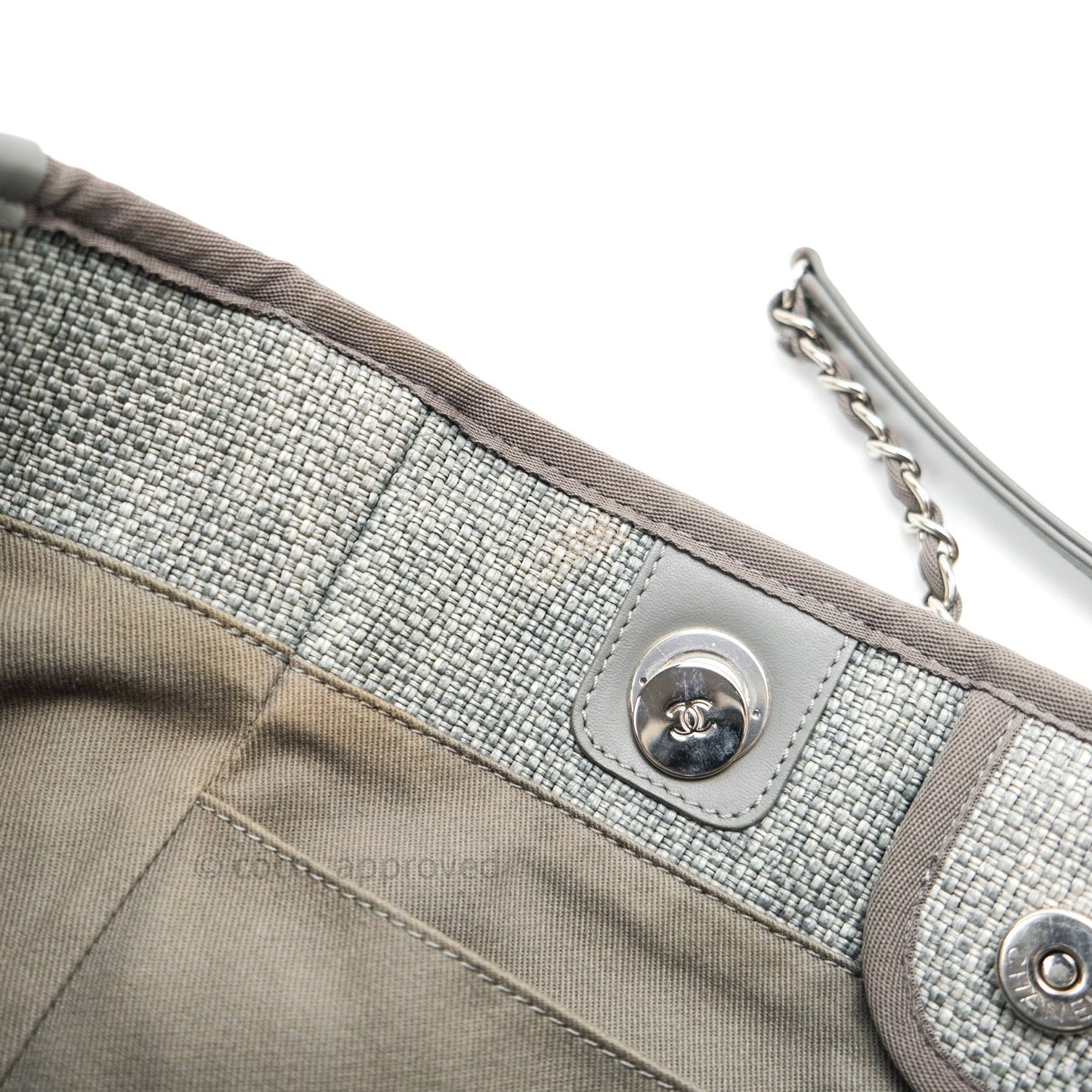 Chanel Canvas Deauville Medium Tote Grey