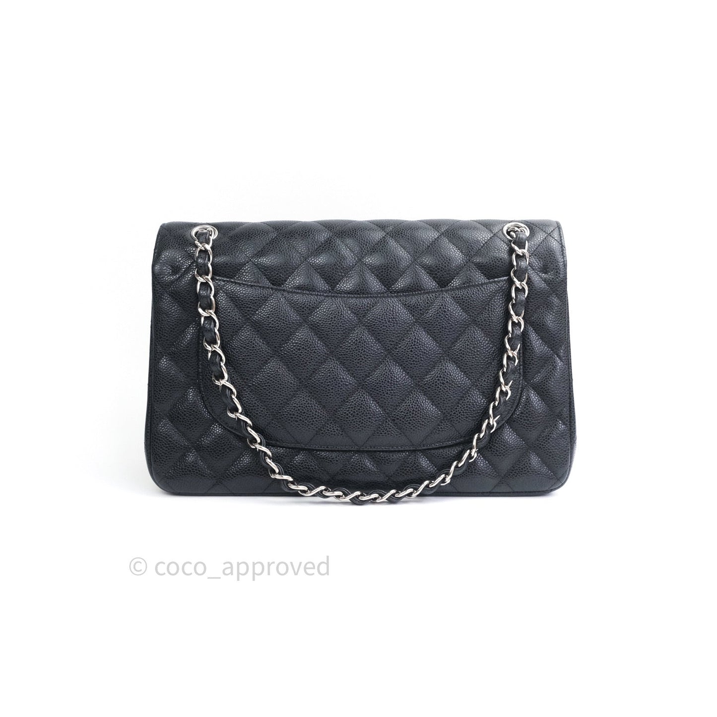 Chanel Caviar Quilted Jumbo Double Flap Black Silver Hardware