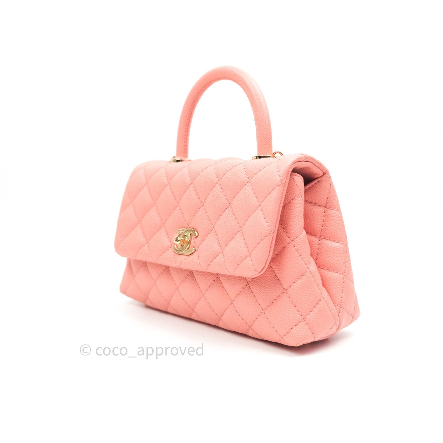 Chanel Mini Coco Handle Pink Caviar Quilted Gold Hardware