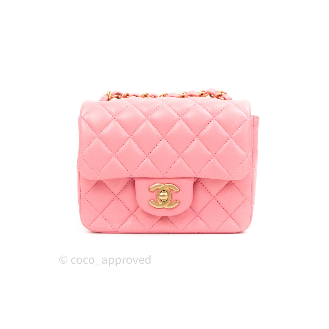 Chanel Mini Square Pink Lambskin Gold Hardware