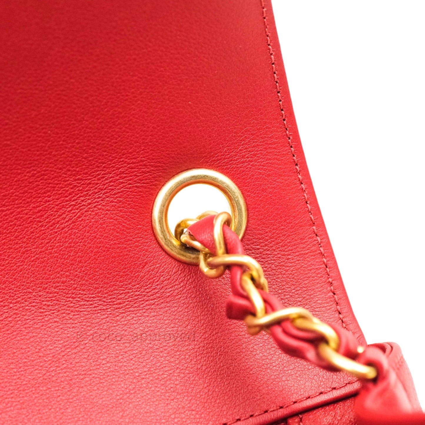 Chanel Quilted Chevron In The City Bag Red Calfskin Gold Hardware