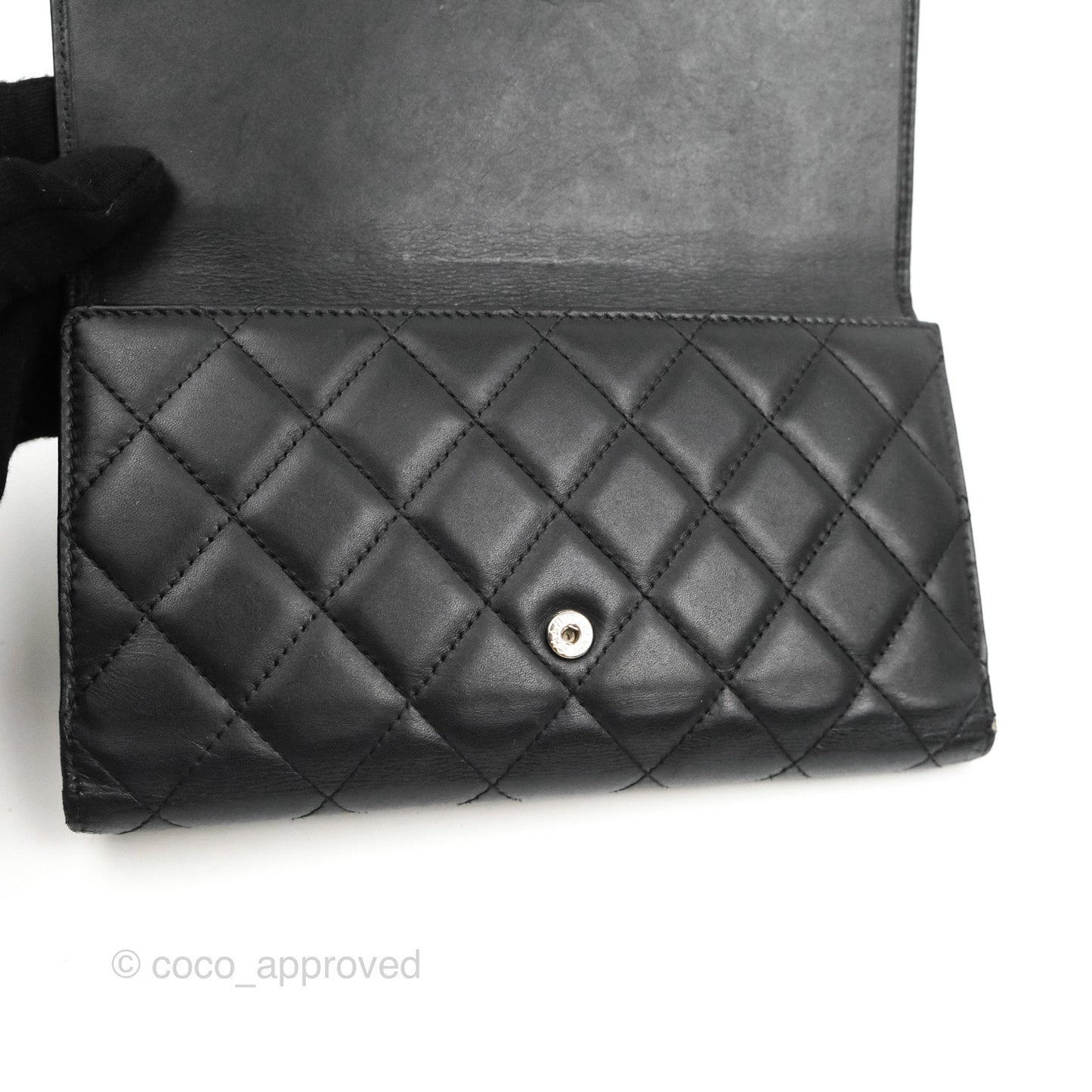 Chanel Quilted Cambon Ligne Flap Wallet Black Lambskin Patent