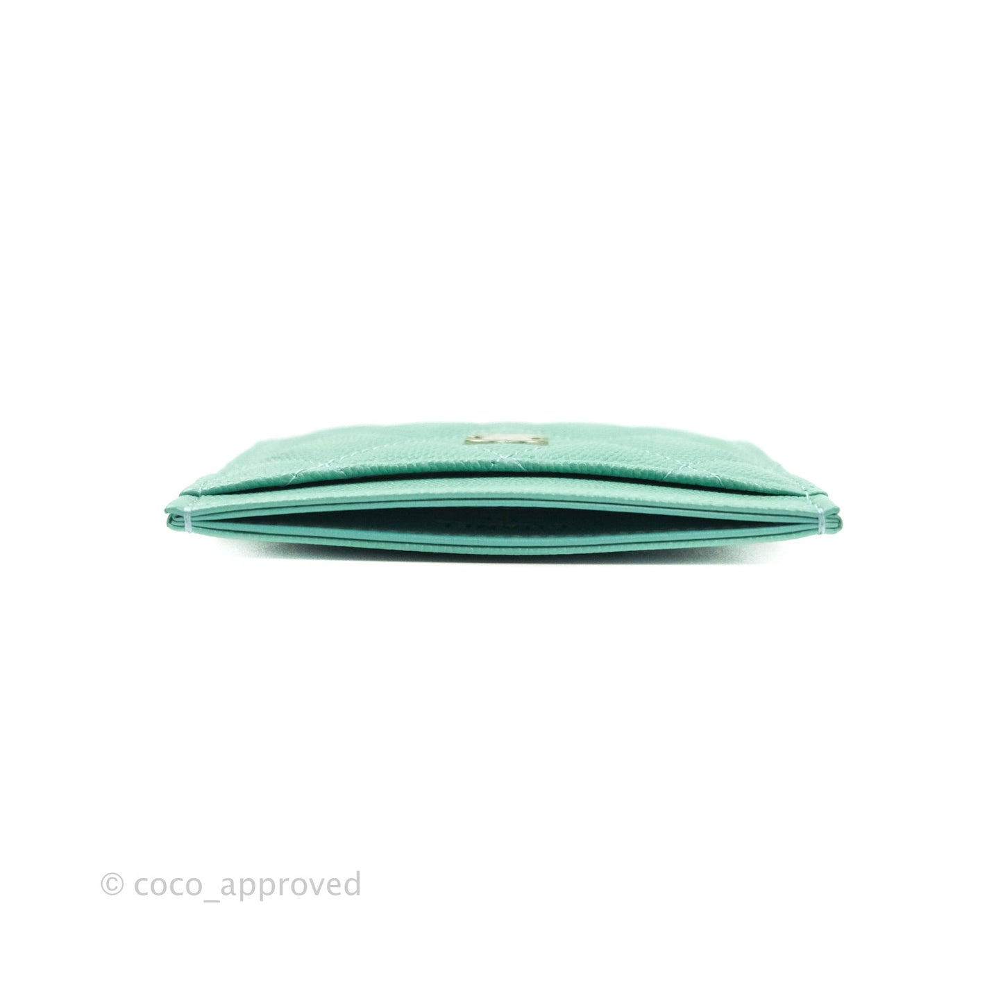 Chanel Quilted Classic Mint Caviar Gold Hardware Flat Card Holder