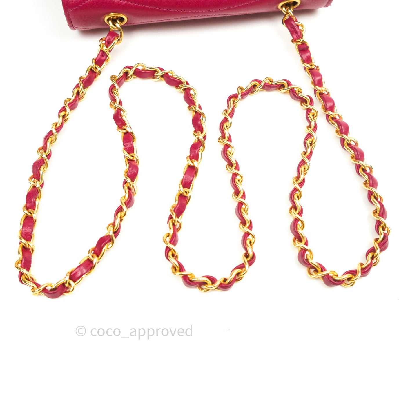 Chanel Vintage Dark Red Pink Lambskin 24K Gold Hardware