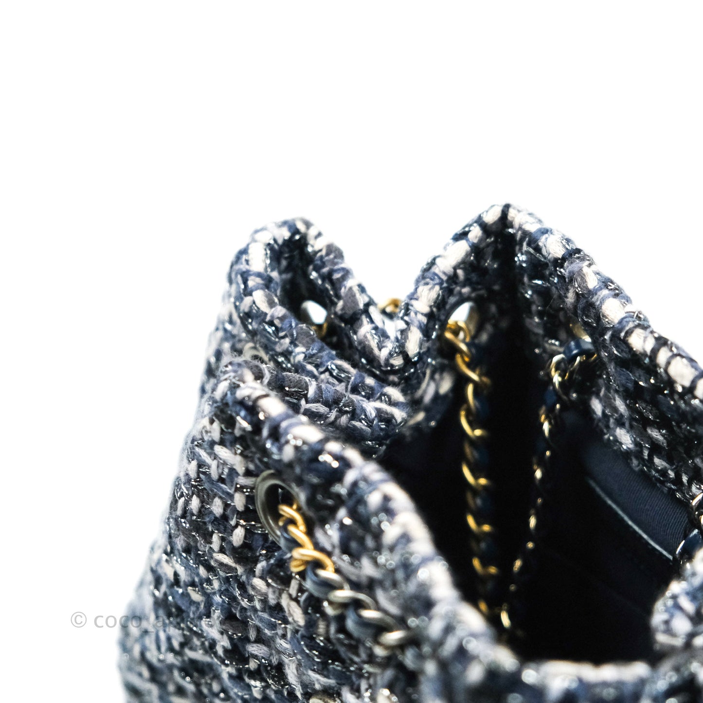 Chanel Gabrielle Small Backpack Navy Tweed Aged Calfskin