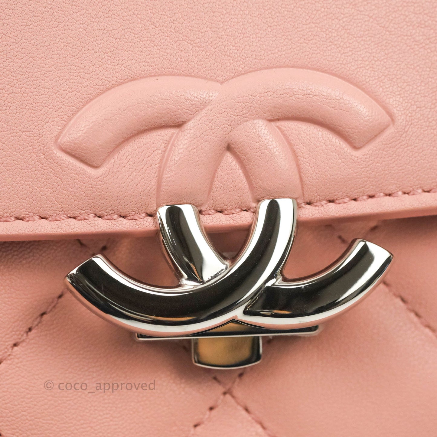 Chanel Small CC Box Flap Bag Pink Calfskin Silver Hardware