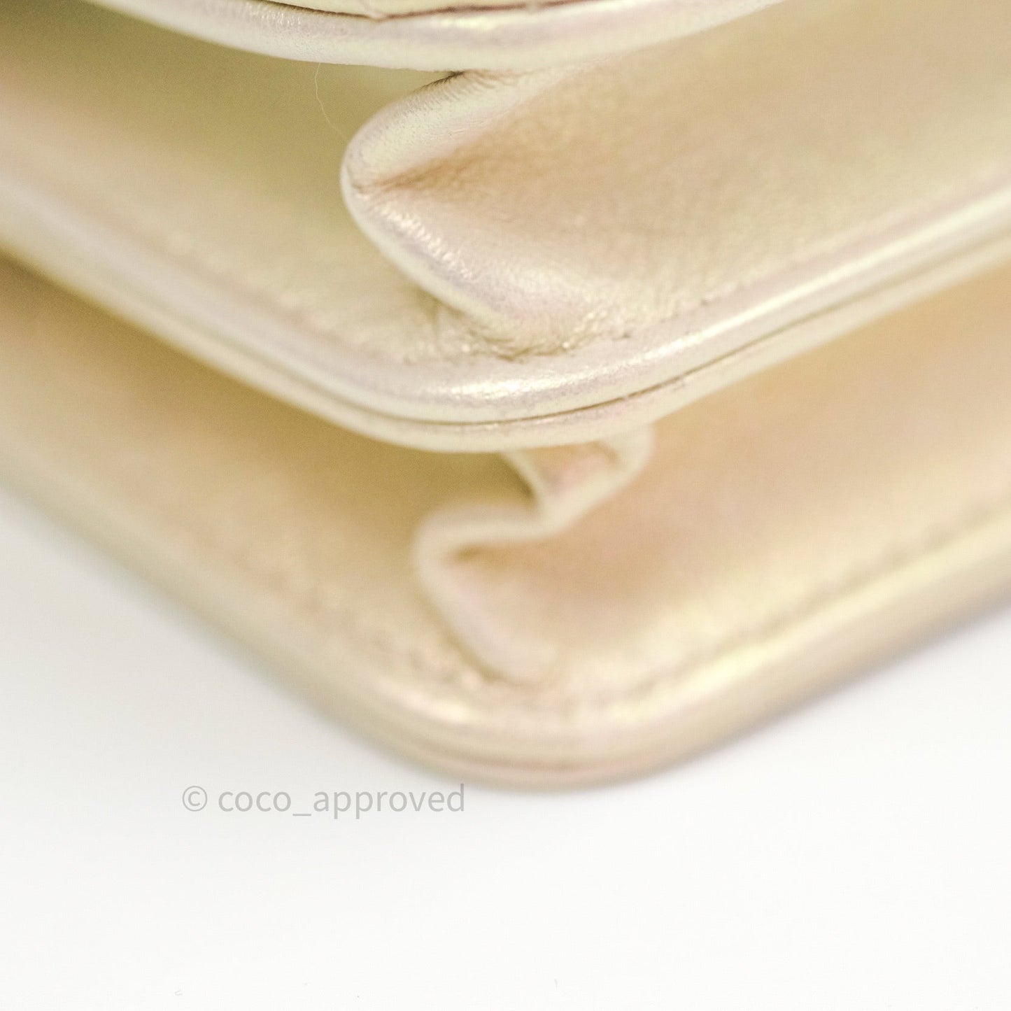 Chanel Quilted Mini Wallet on Chain WOC Iridescent Ivory Gold Hardware 20A