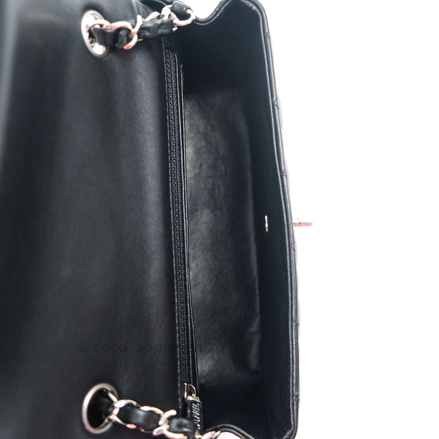 Chanel Quilted Mini Rectangular Black Lambskin Silver Hardware
