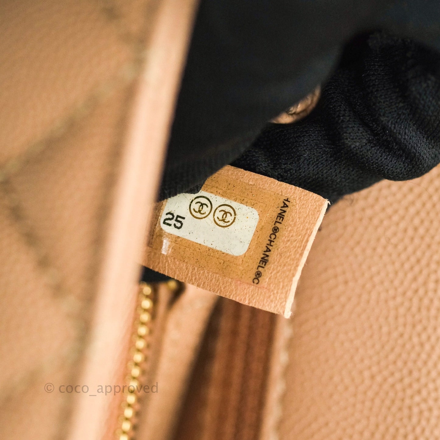 Chanel Small Coco Handle Quilted Beige Caviar Aged Gold Hardware