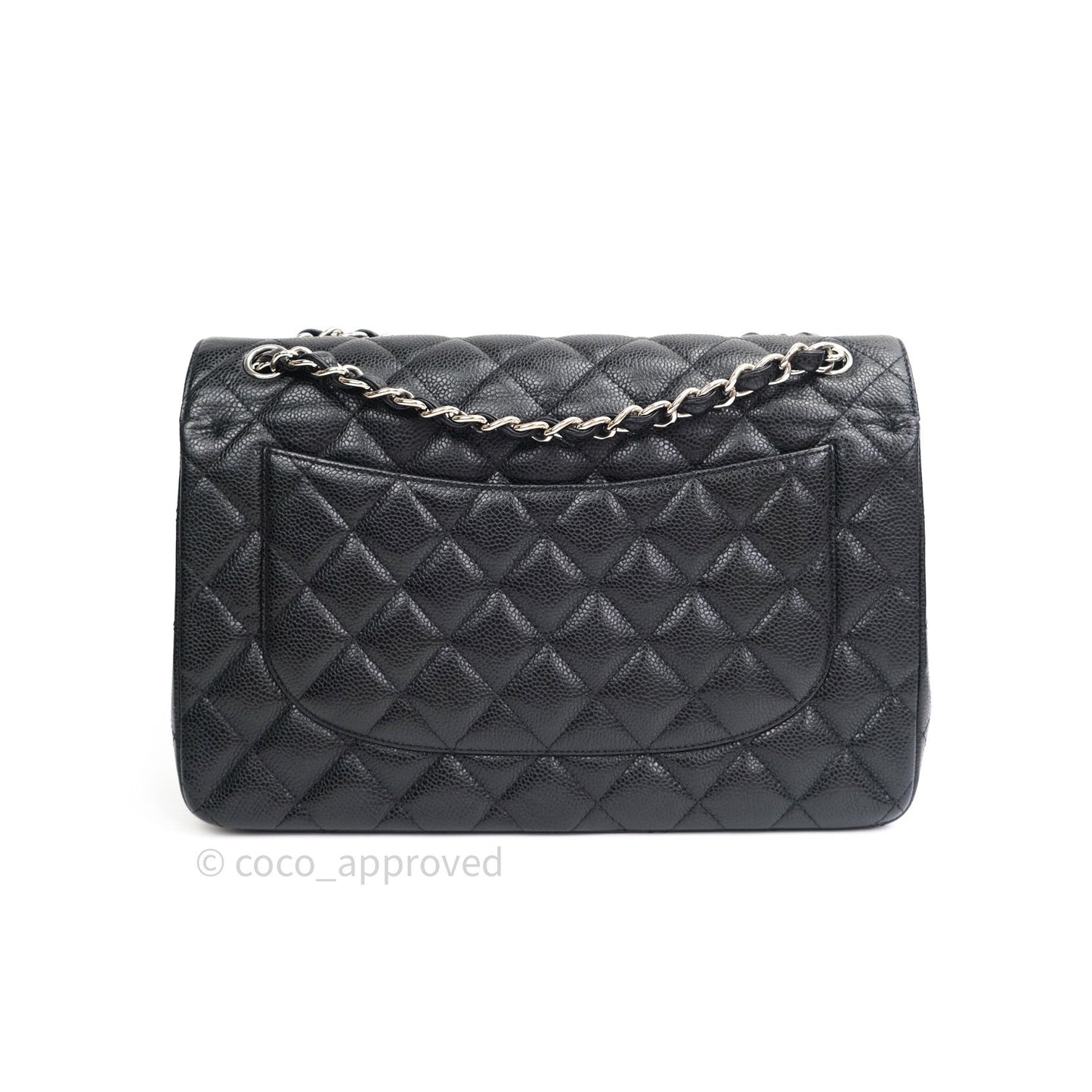 Chanel Classic Jumbo Double Flap Black Quilted Caviar Silver Hardware⁣⁣