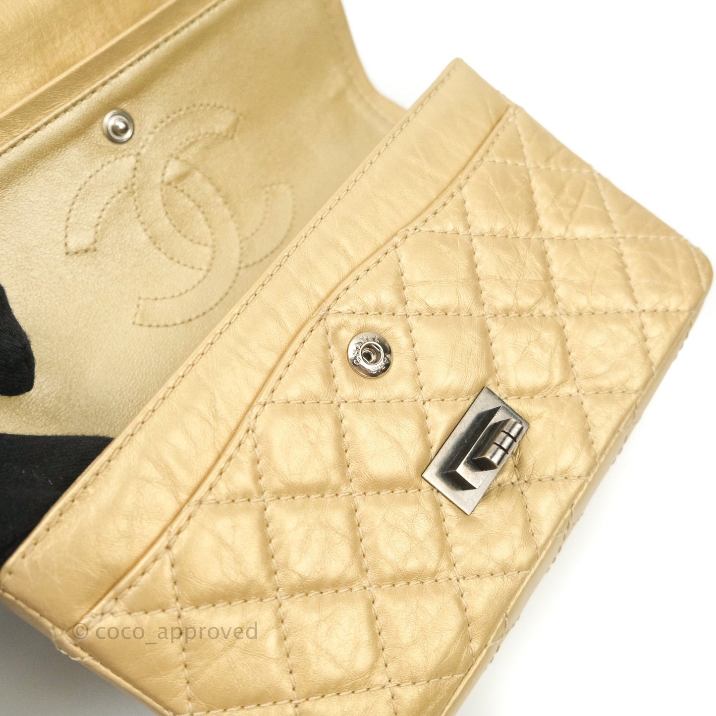 Chanel Mini Reissue 224 Gold Aged Calfskin Ruthenium Hardware