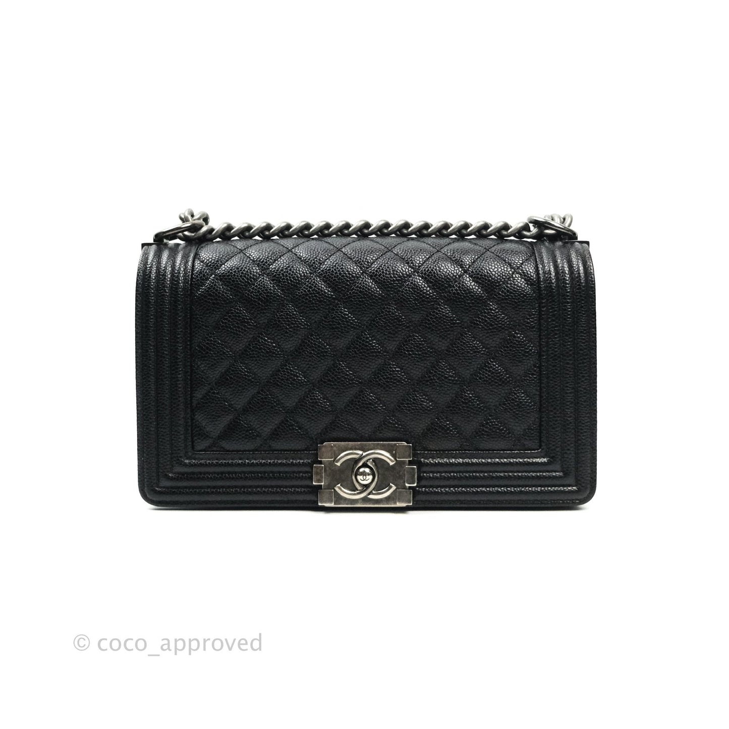 Chanel Boy Quilted Medium Black Caviar Ruthenium Hardware