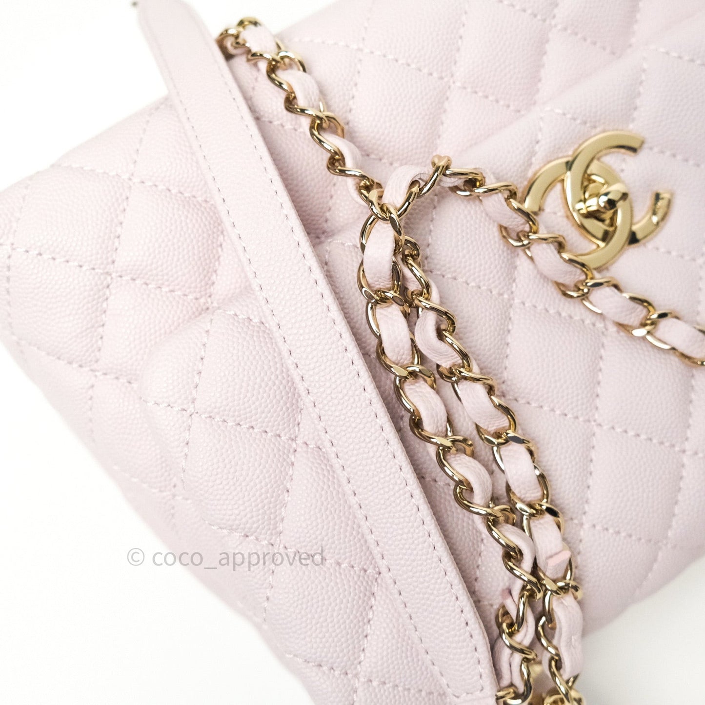 Chanel Small Coco Handle Quilted Lilac Pink Light Gold Hardware