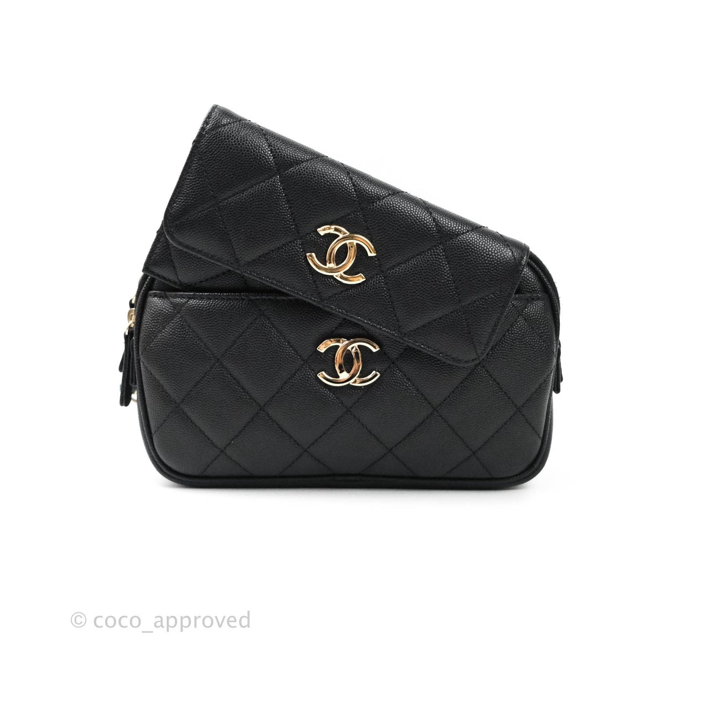 Chanel Quilted Caviar Waist Bag Black Gold Hardware