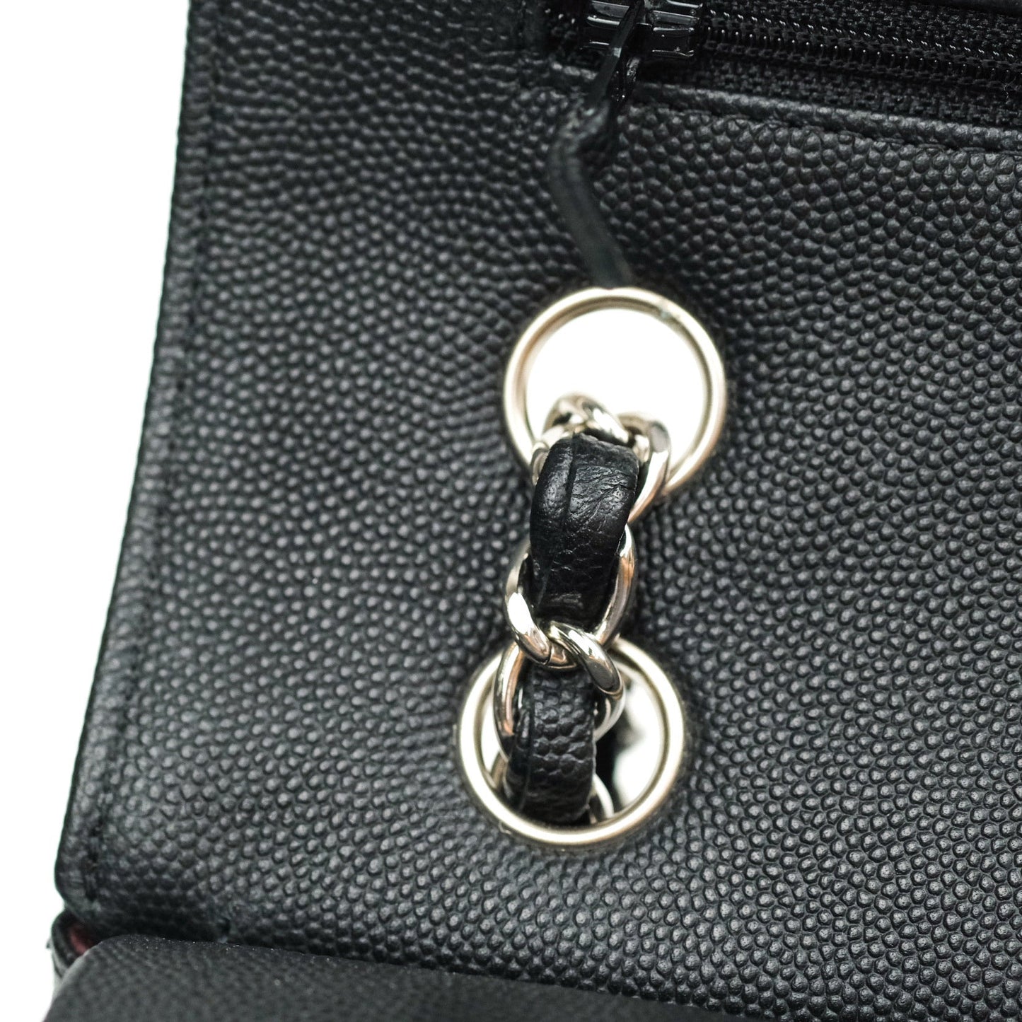 Chanel Classic M/L Chevron Black Caviar Silver Hardware