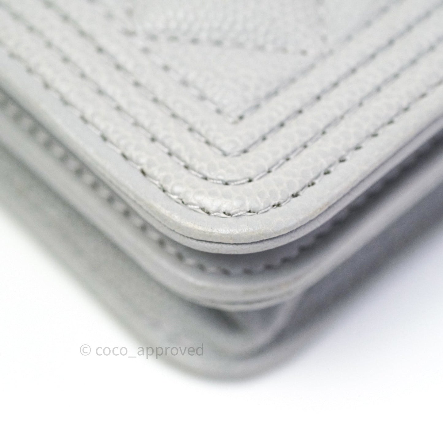 Chanel Quilted Boy Wallet on Chain WOC Grey Caviar Gold Hardware