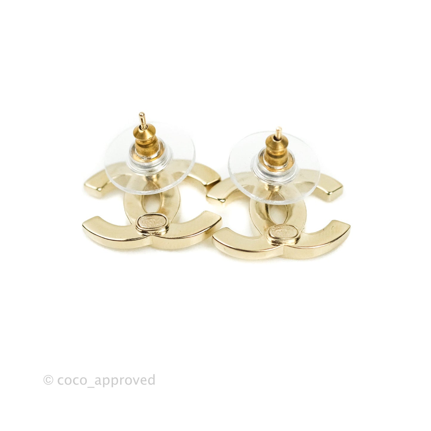 Chanel CC Earrings Gold Tone Crystal