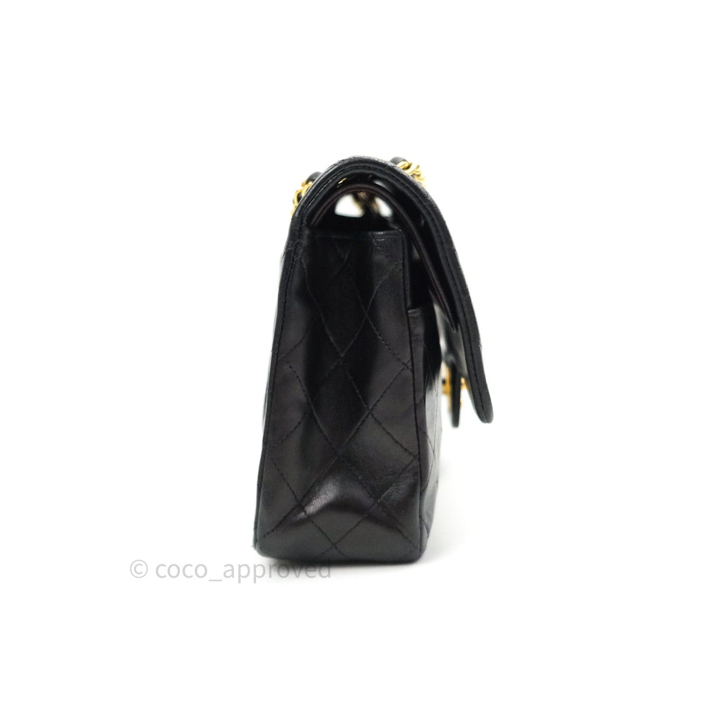 Chanel Classic Vintage Double Flap M/L Black Lambskin Gold Hardware