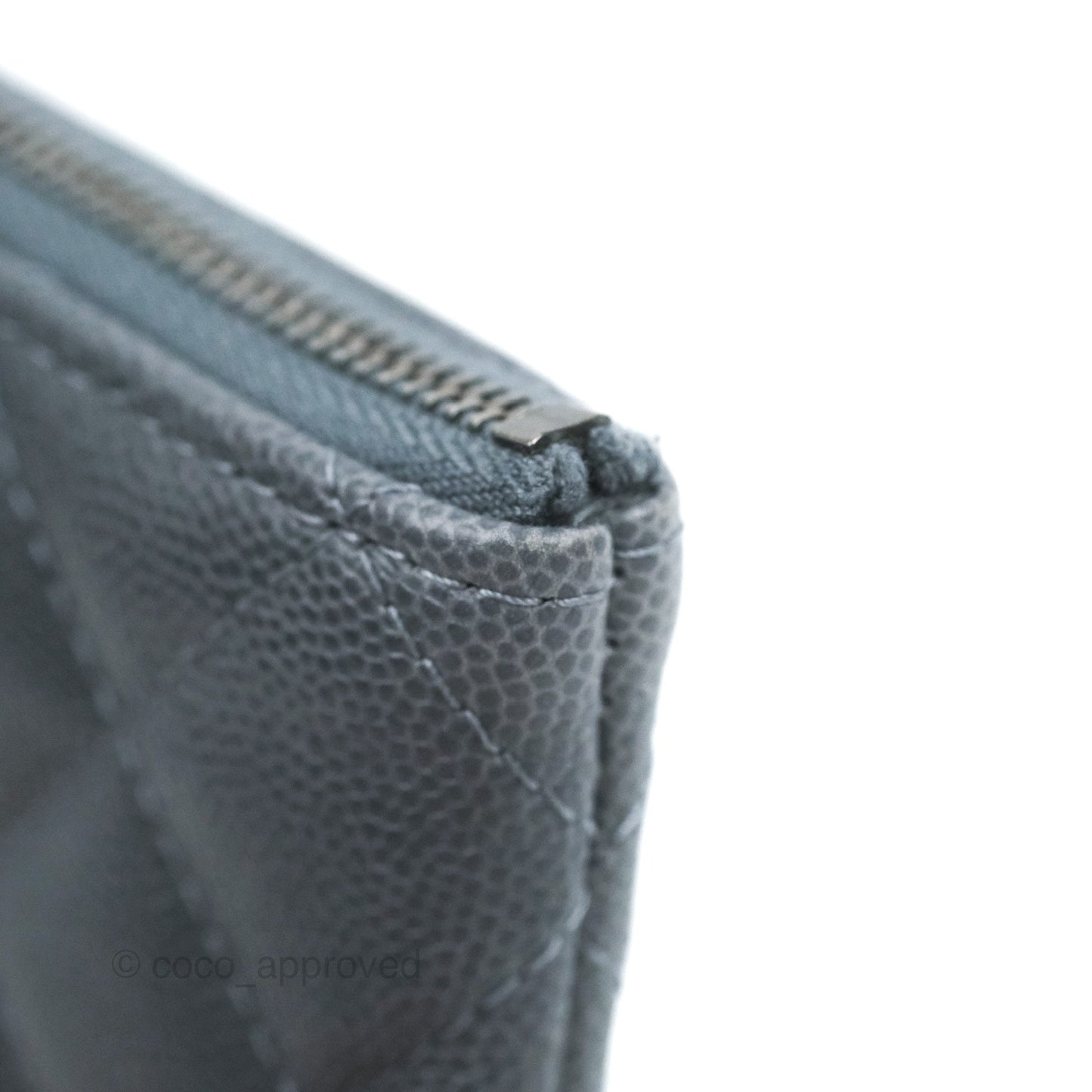 Chanel Quilted Mini O Case Dark Grey Blue Caviar Ruthenium Hardware