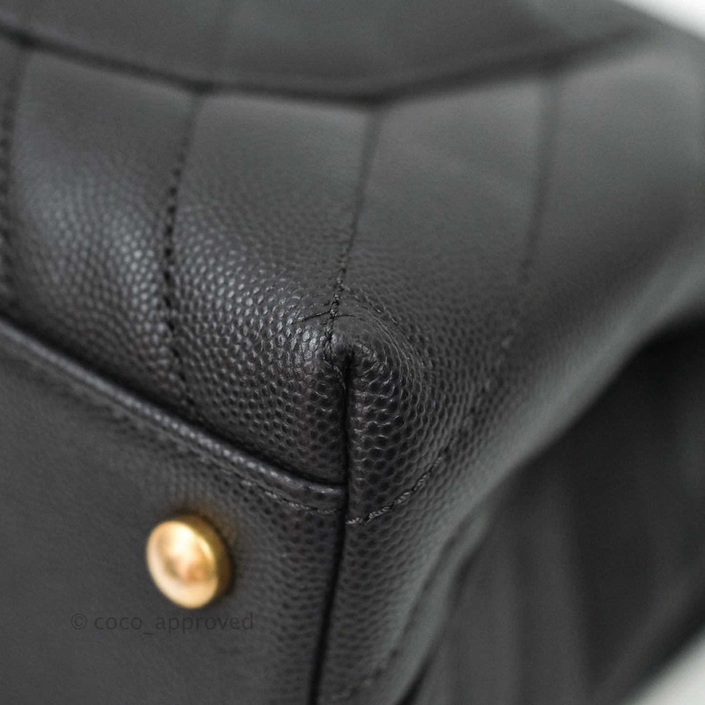 Chanel Quilted Mini Coco Handle Chevron Dark Grey Caviar Gold Hardware