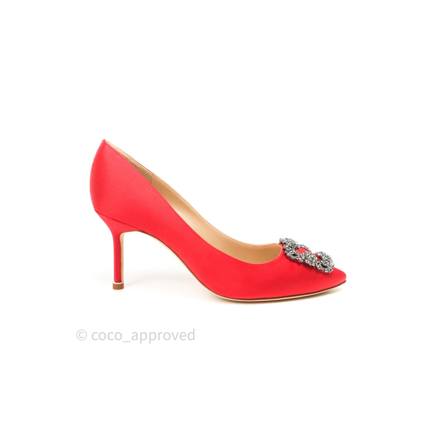 Manolo Blahnik Satin Hangisi Bred Satin Red 70 Pumps 38