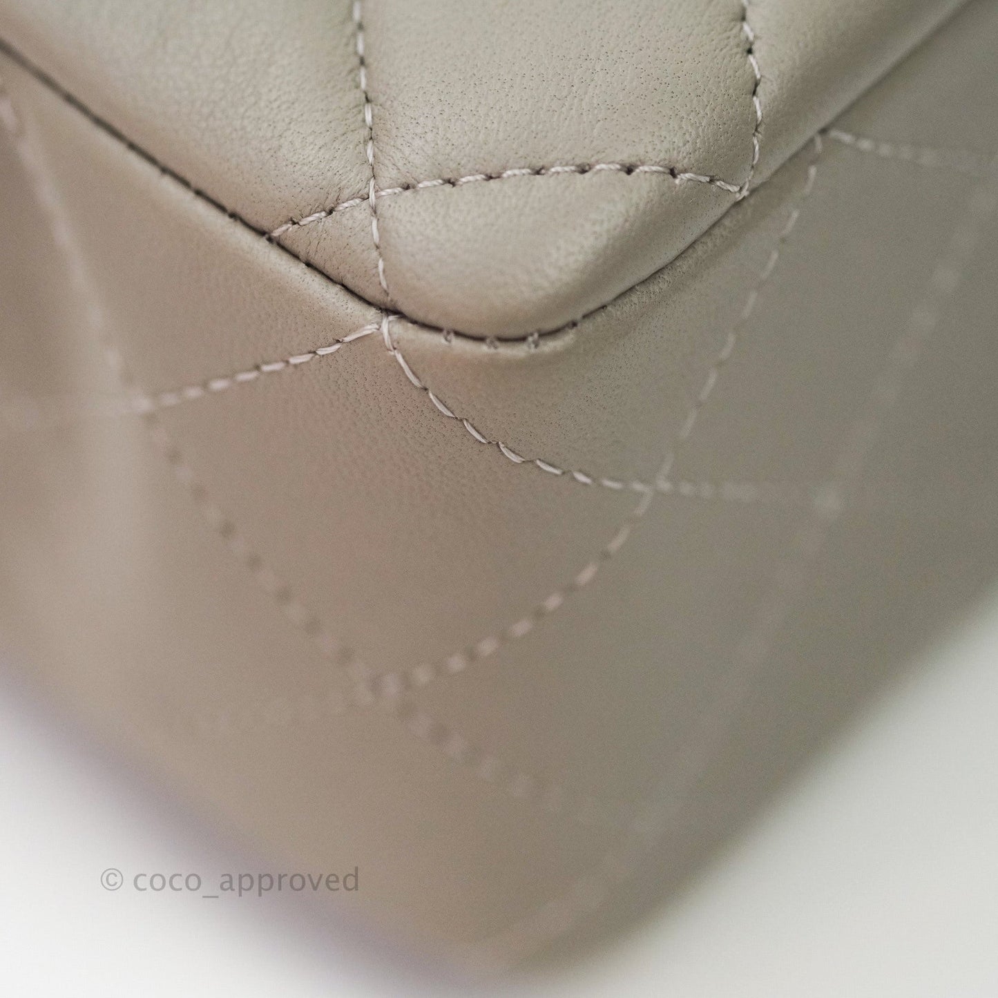 Chanel Quilted Mini Rectangular Flap Grey Lambskin Silver Hardware