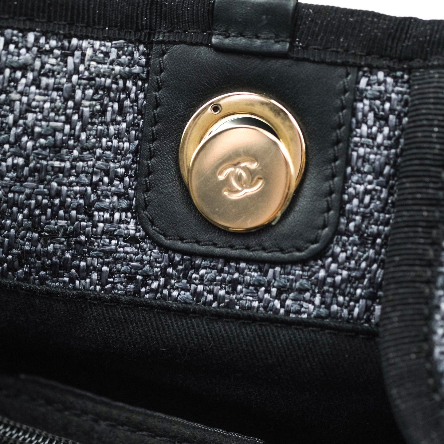 Chanel Large Deauville Charcoal Grey Canvas
