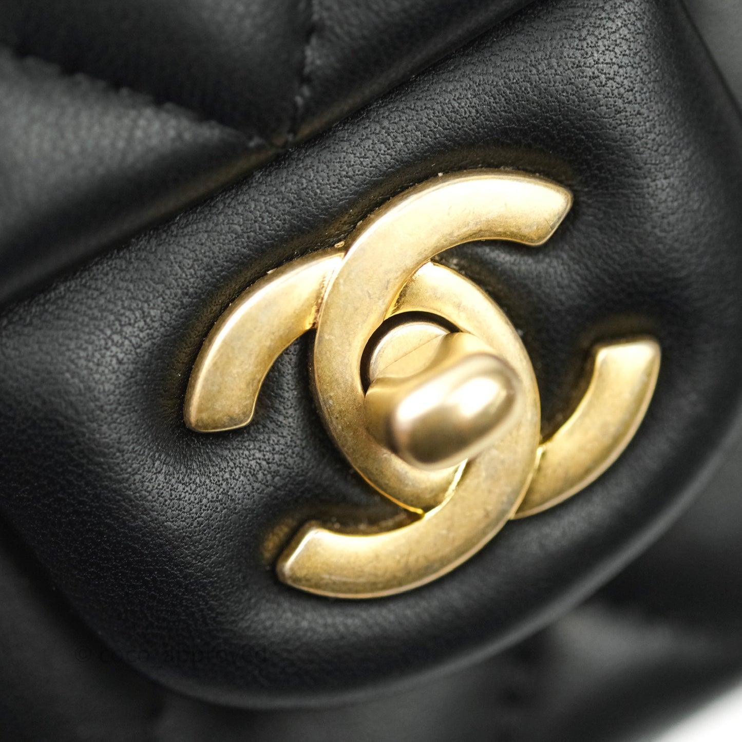Chanel Mini Square Black Lambskin Aged Gold Hardware