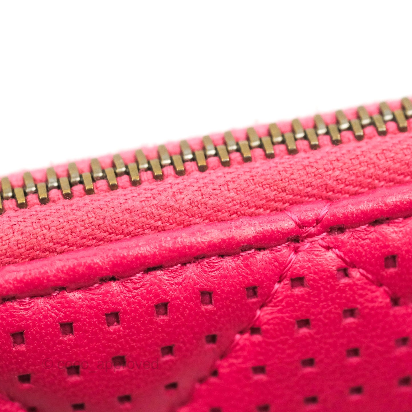 Chanel Quilted O Case Dark Pink Lambskin Gun Metal