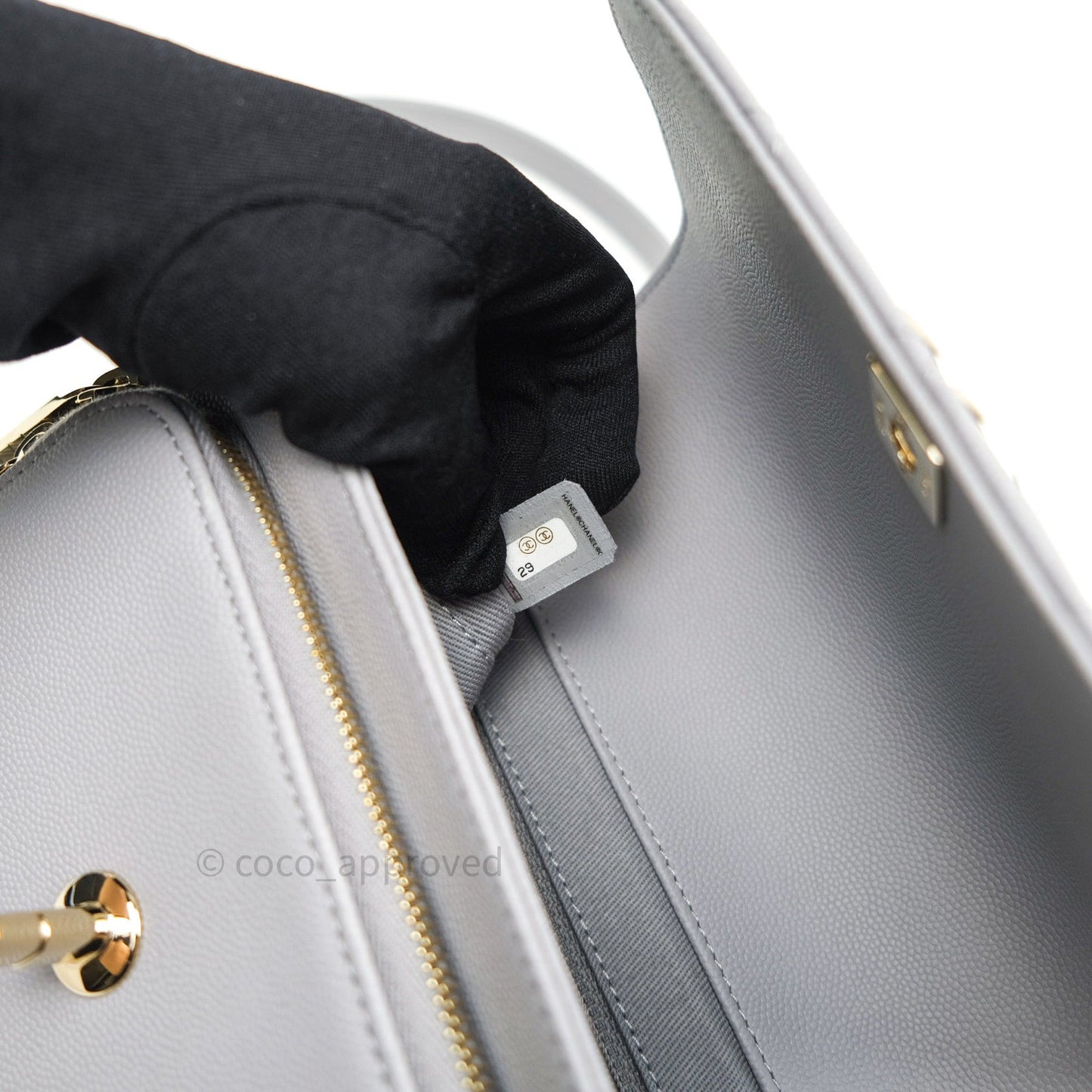 Chanel Quilted Small Business Affinity Flap Grey Caviar Light Gold Hardware