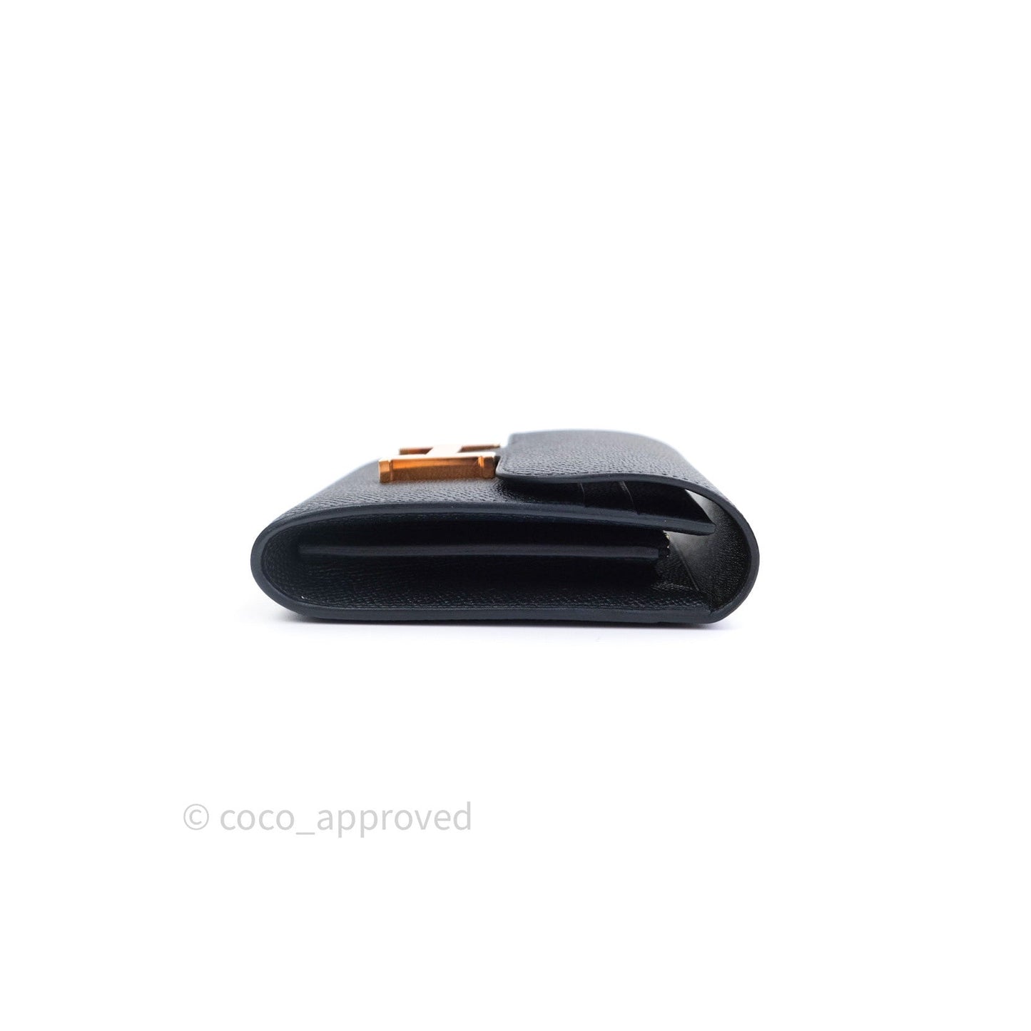Hermès Constance Short Wallet Black Epsom Gold Hardware