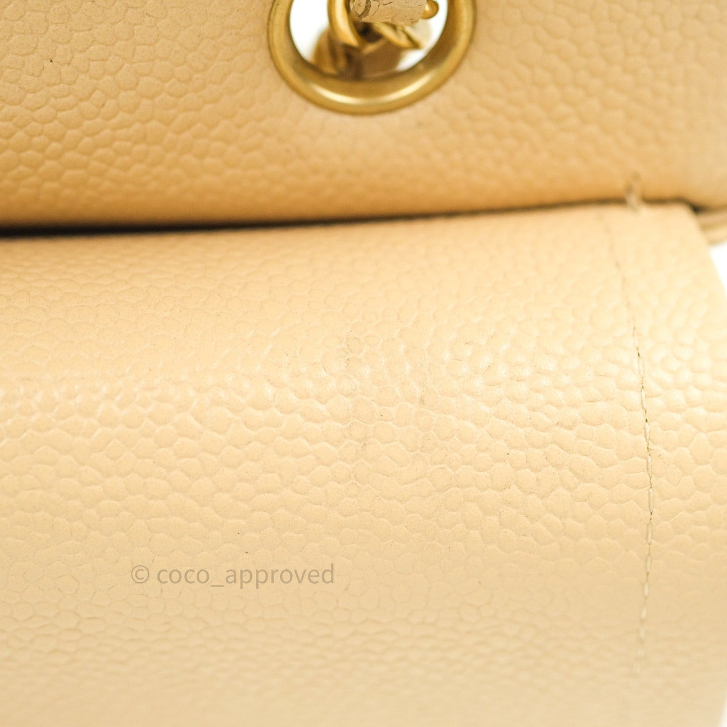 Chanel Quilted M/L Medium Double Flap Beige Clair Caviar Gold Hardware
