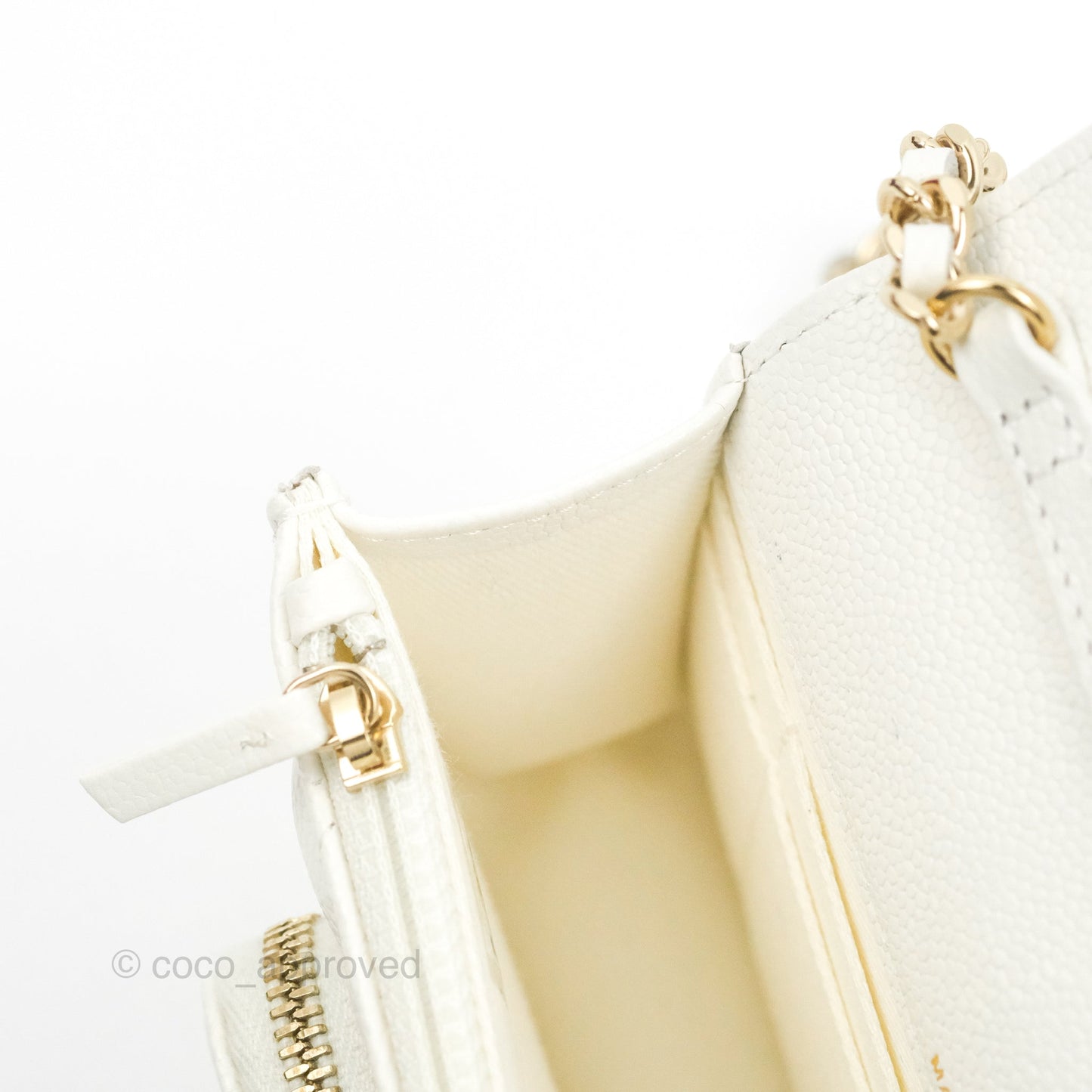Chanel Business Affinity Clutch With Chain White Caviar Gold Hardware
