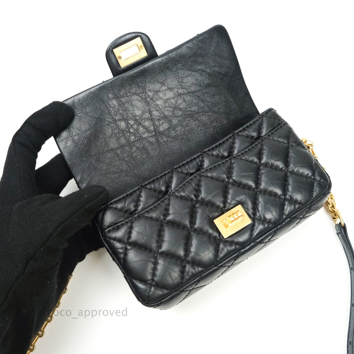 Chanel Reissue 2.55 Aged Calfskin Quilted Chain Waist Bag Black