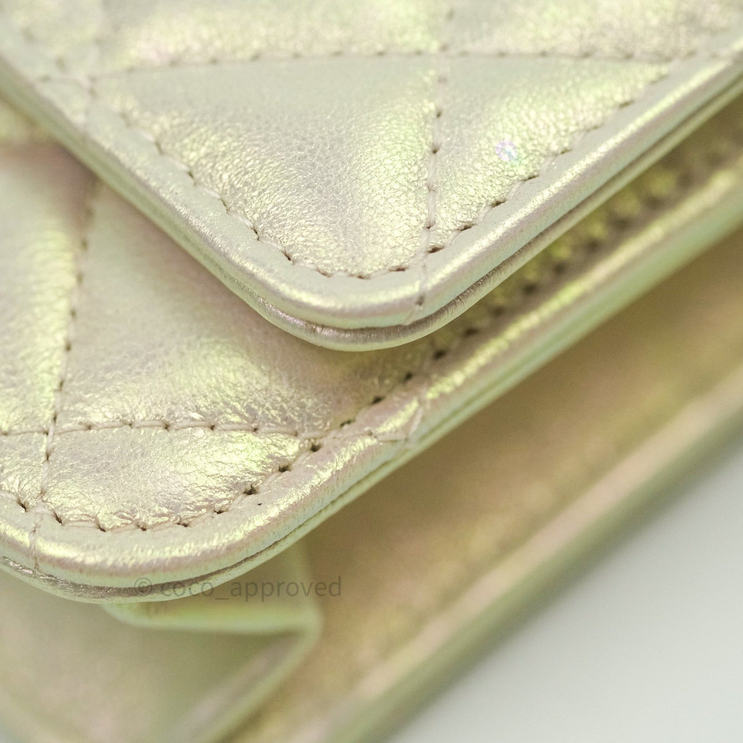 Chanel Quilted Wallet on Chain WOC Iridescent Ivory Gold Hardware 20A