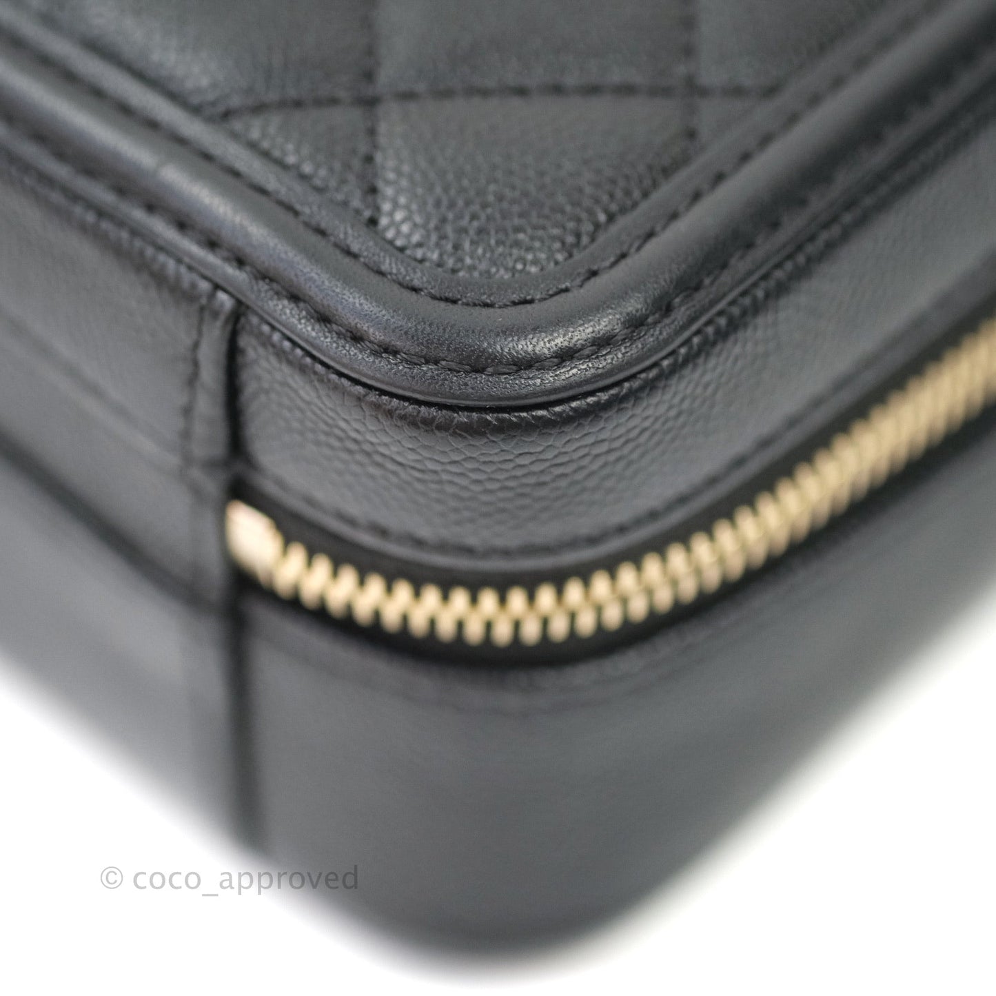 Chanel Quilted Small CC Filigree Vanity Case Black Caviar