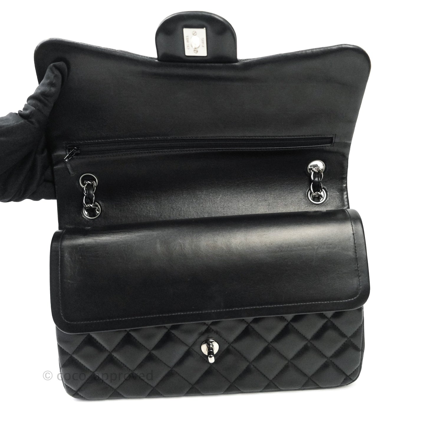 Chanel Jumbo Double Flap Black Lambskin Silver Hardware⁣⁣