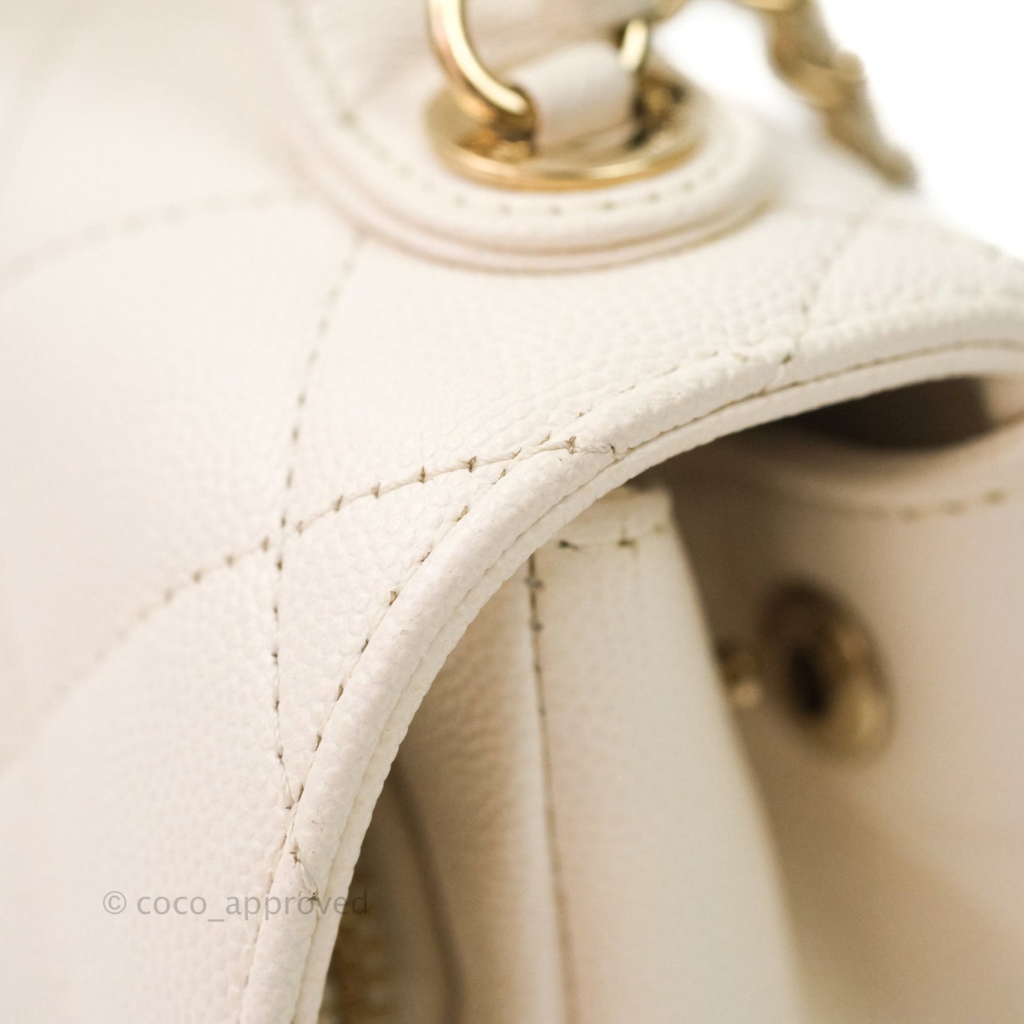 Chanel Quilted Small Business Affinity Flap Ivory Caviar Light Gold Hardware