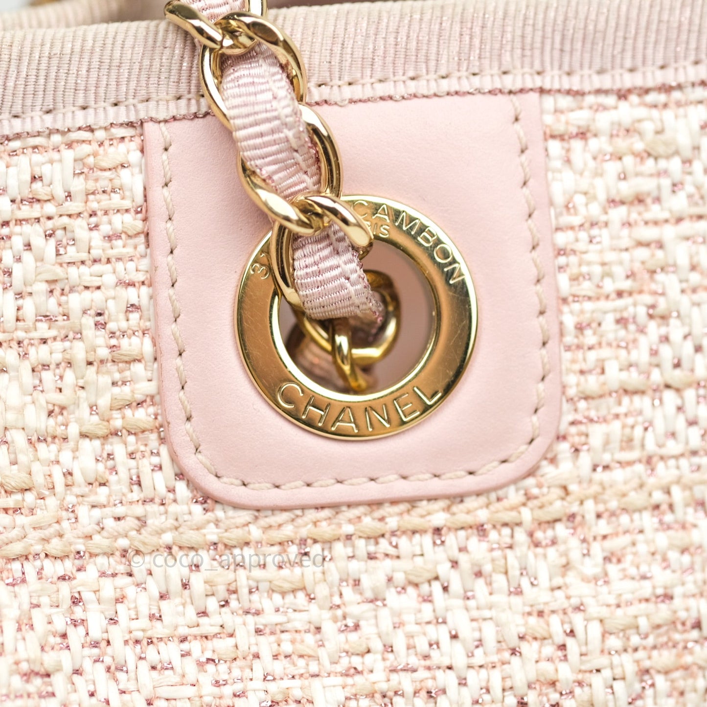 Chanel Canvas Deauville Medium Tote Pink Glittering 19C