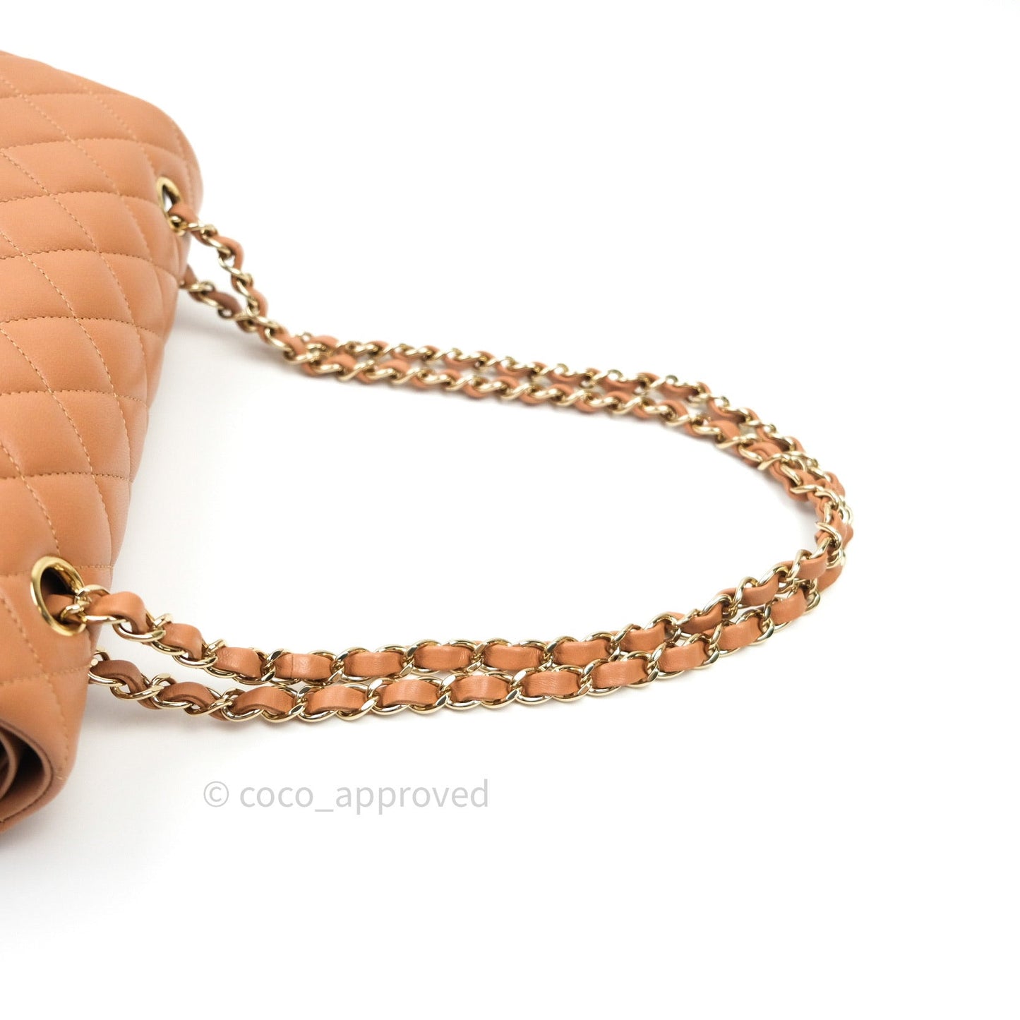 Chanel Classic M/L Medium Flap Quilted Dark Beige Caramel Lambskin Gold Hardware 21P