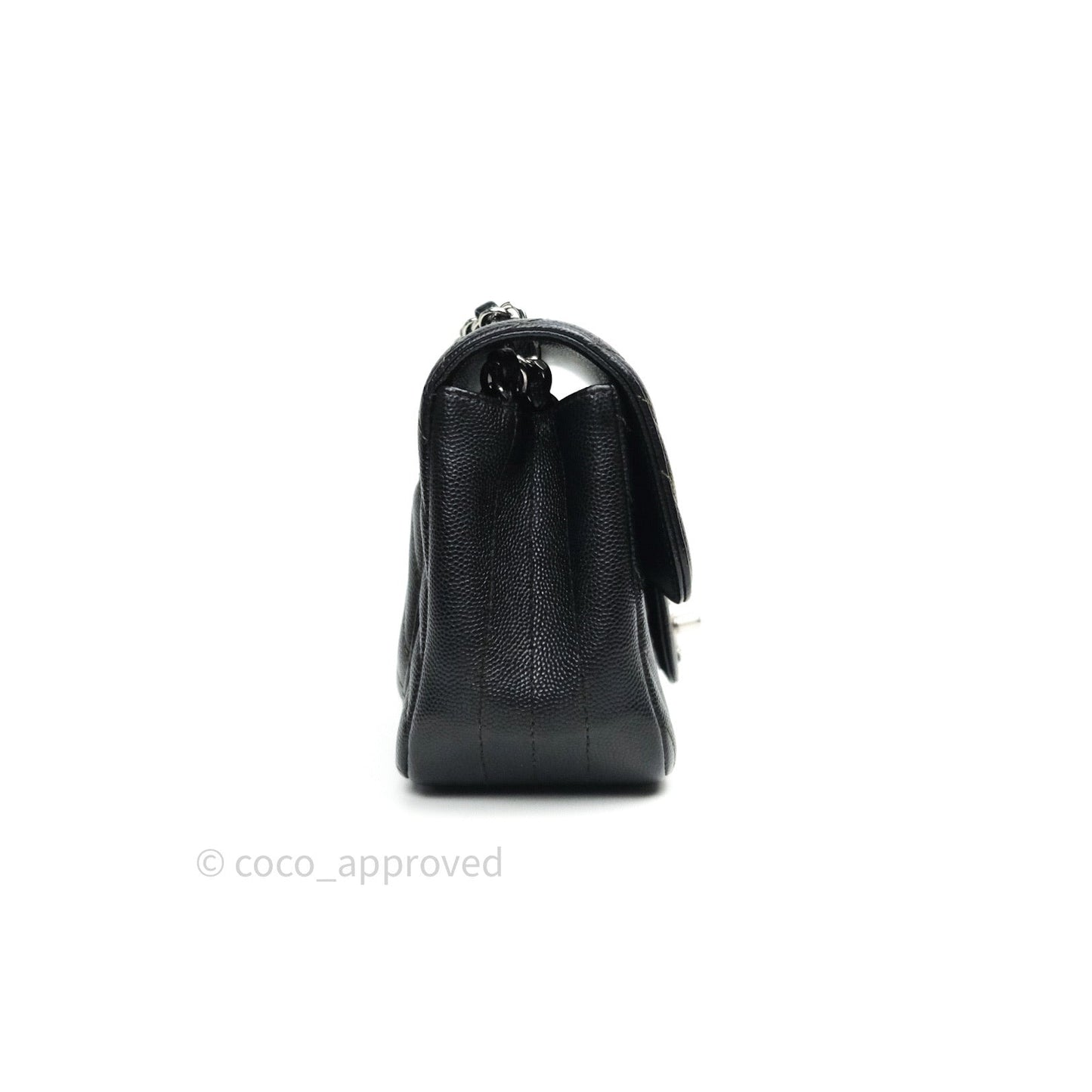 Chanel Mini Square Chevron Black Caviar Silver Hardware