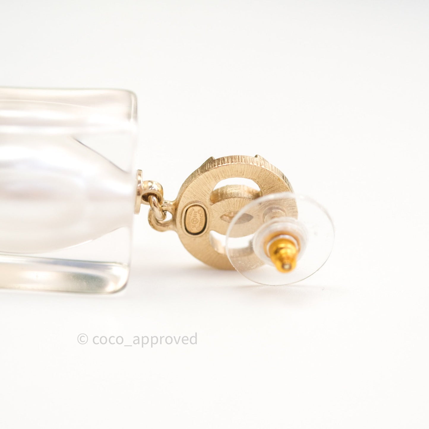 Chanel Crystal Clear Pearl Round CC Earrings
